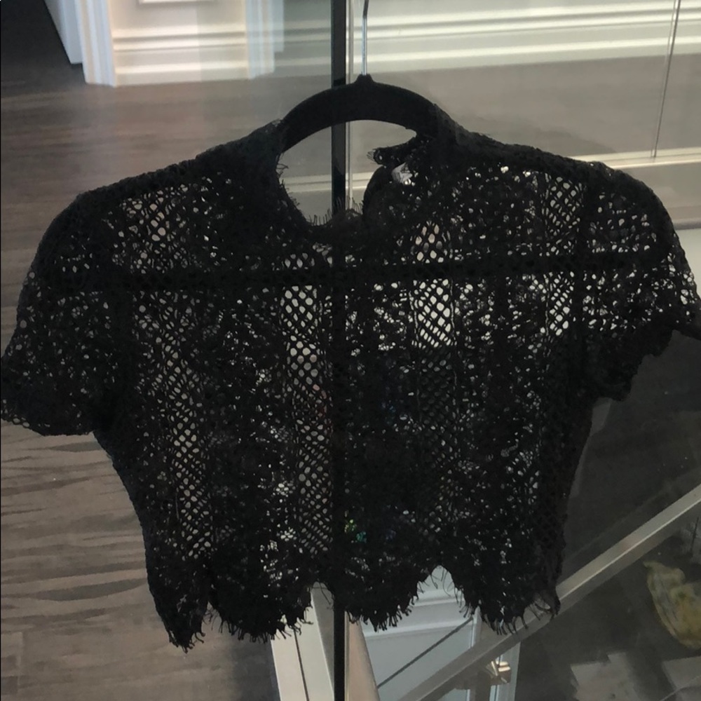 High neck lace top